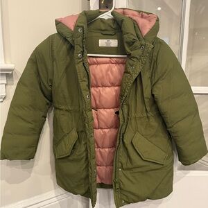 H&M Kids Green Puffer Jacket with Pink Lining